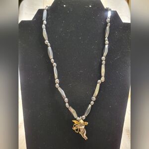 Hematite Necklace With Cupid Pendant
